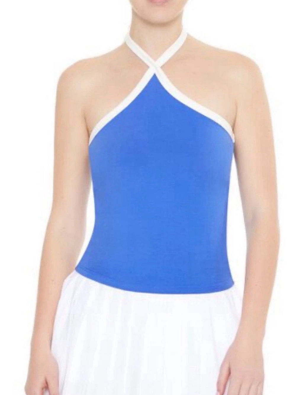Forever 21 WHITE Ringer Halter Neck Camisole with BLACK Trim